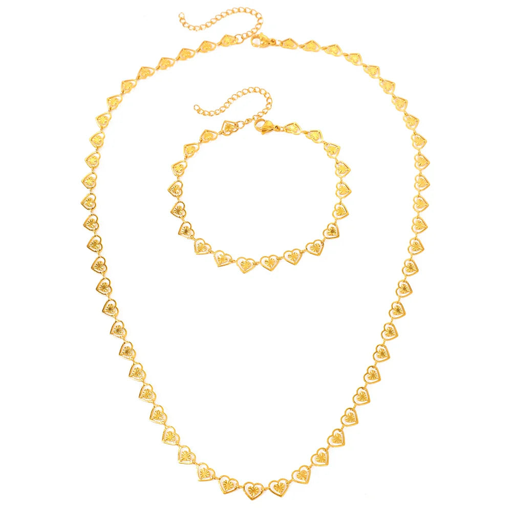 BowLift | Dainty Spiral Hearts Bracelet and Necklace Set