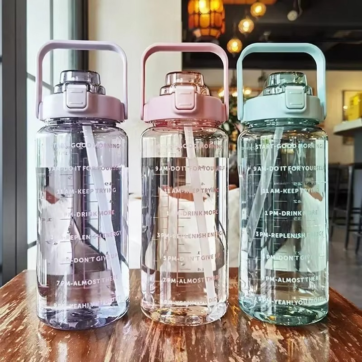 BowLift | Large 68oz Sports Water Bottle with Straw and Time Marker for Gym and Outdoor Fitness