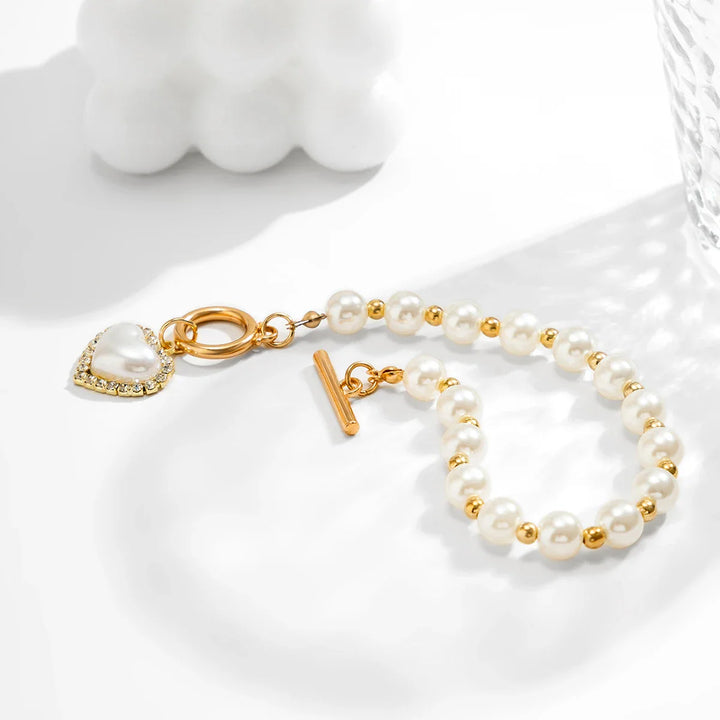 BowLift | Pearl Heart Diamond Accented Bracelet