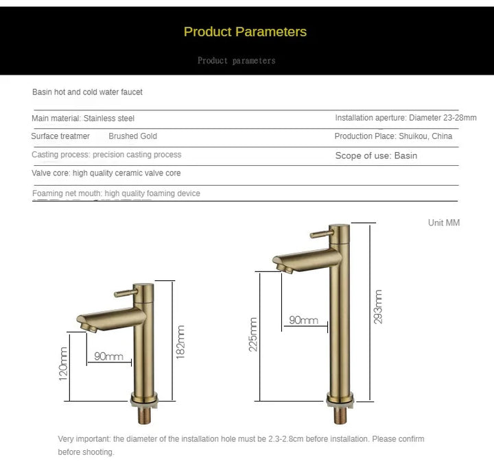 Classic Sink Faucet | Stainless Steel | Single Lever Mixer | Ceramic Valve Bowlift