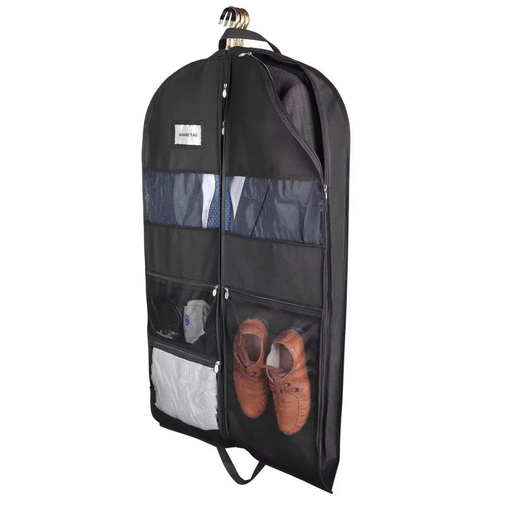 BowLift | Travel Dresses Garment Bag for Travel | Double-Sided Zipper & XXL Pockets | Breathable & Transparent | 43 inch Hanging Suit Organizer