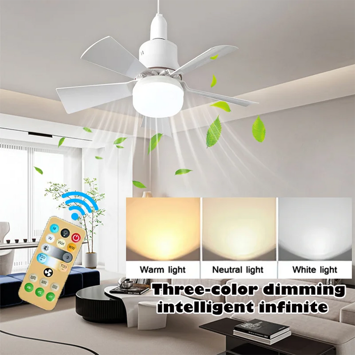 30W E27 Ceiling Fan Light with Remote - LED Dimming Function, Intelligent Silent Fan for Bedroom & Living Room | Bowlift