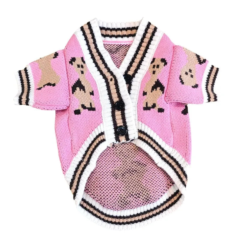 Dog cardigan made of knit warm and striped Bowlift