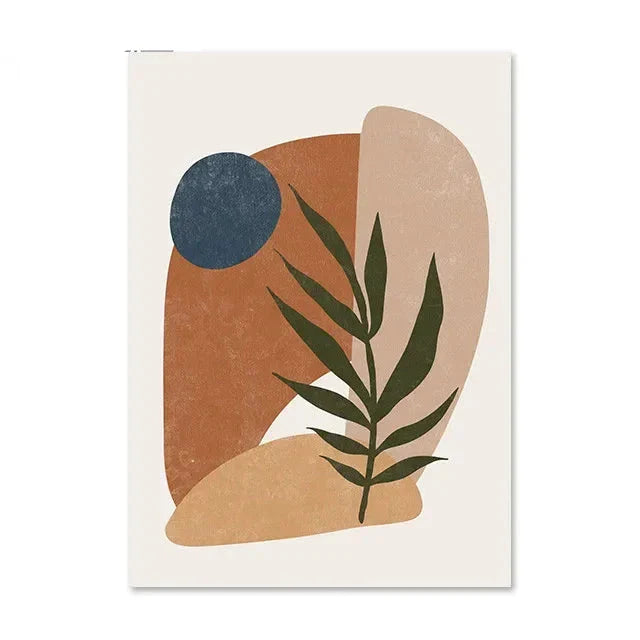Terracotta Moon Abstract Bohemian Botanical Still Life Wall Art Fine Art Canvas Prints Gallery Wall Pictures For Modern Living Room Dining Room Art Decor | Bowlift