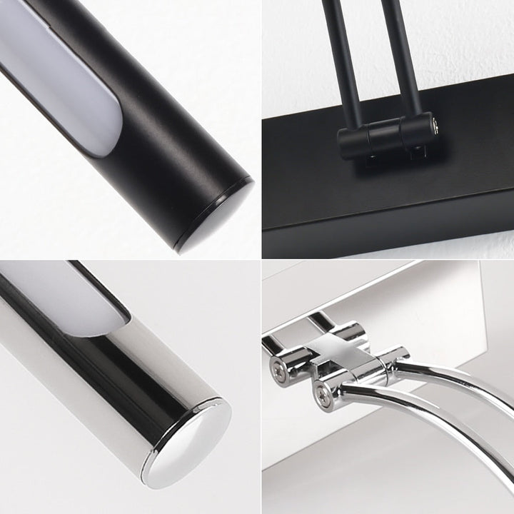 BowLift | 80-100cm LED wall lamp - Modern black/silver wall light for the bathroom, internally mounted picture light