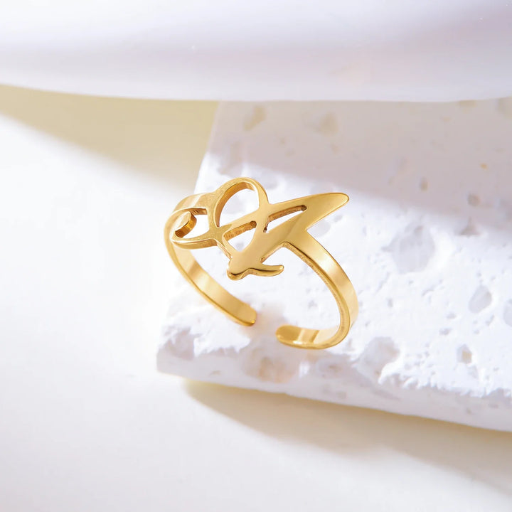 BowLift | Adjustable Italic Cursive Letter Initial Ring