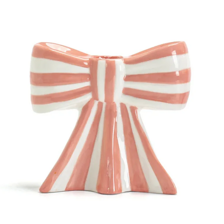 Classic Striped Bow Ceramic Candle Holder | Bowlift