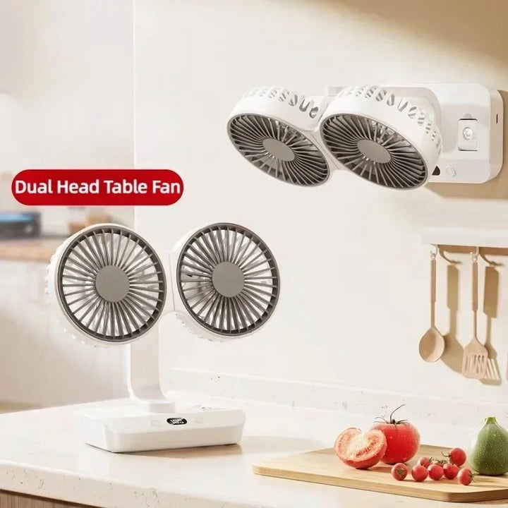 Adjustable Double-Head Portable Table Fan Night Lamp | Bowlift