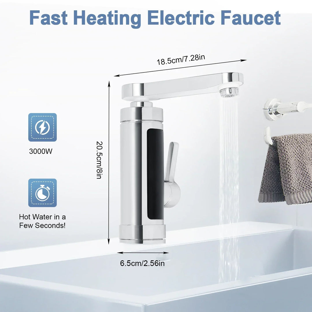 BowLift | ThermoFlow 3000W Instant Heating Kitchen Tap with 360° Rotating Spout – Stainless Steel & Energy Efficient