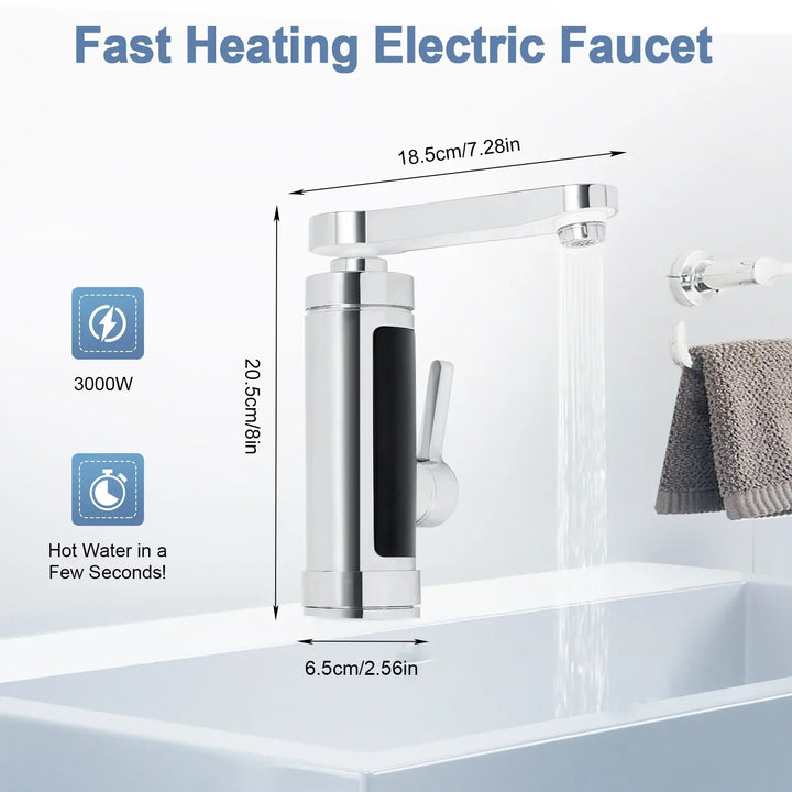 BowLift | ThermoFlow 3000W Instant Heating Kitchen Tap with 360° Rotating Spout – Stainless Steel & Energy Efficient