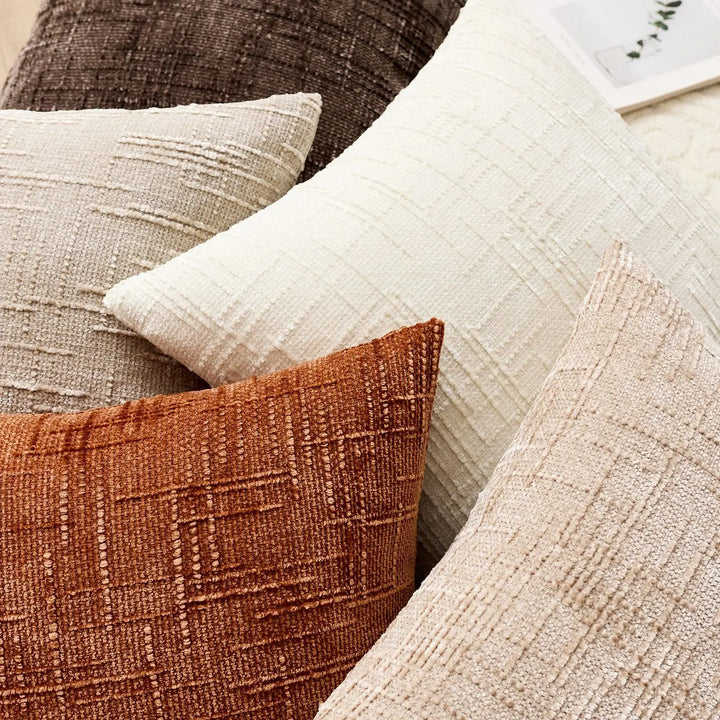 BowLift | Chenille Cushion with Bamboo Texture in Solid Color for Sofa and Bedroom