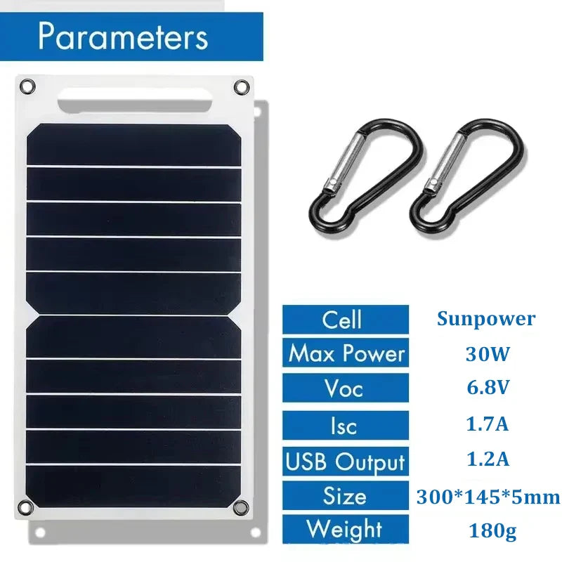BowLift | SolNova 30W Solar Panel | Ultralight & Waterproof | USB Connection for Phone & Power Bank | Outdoor & Camping