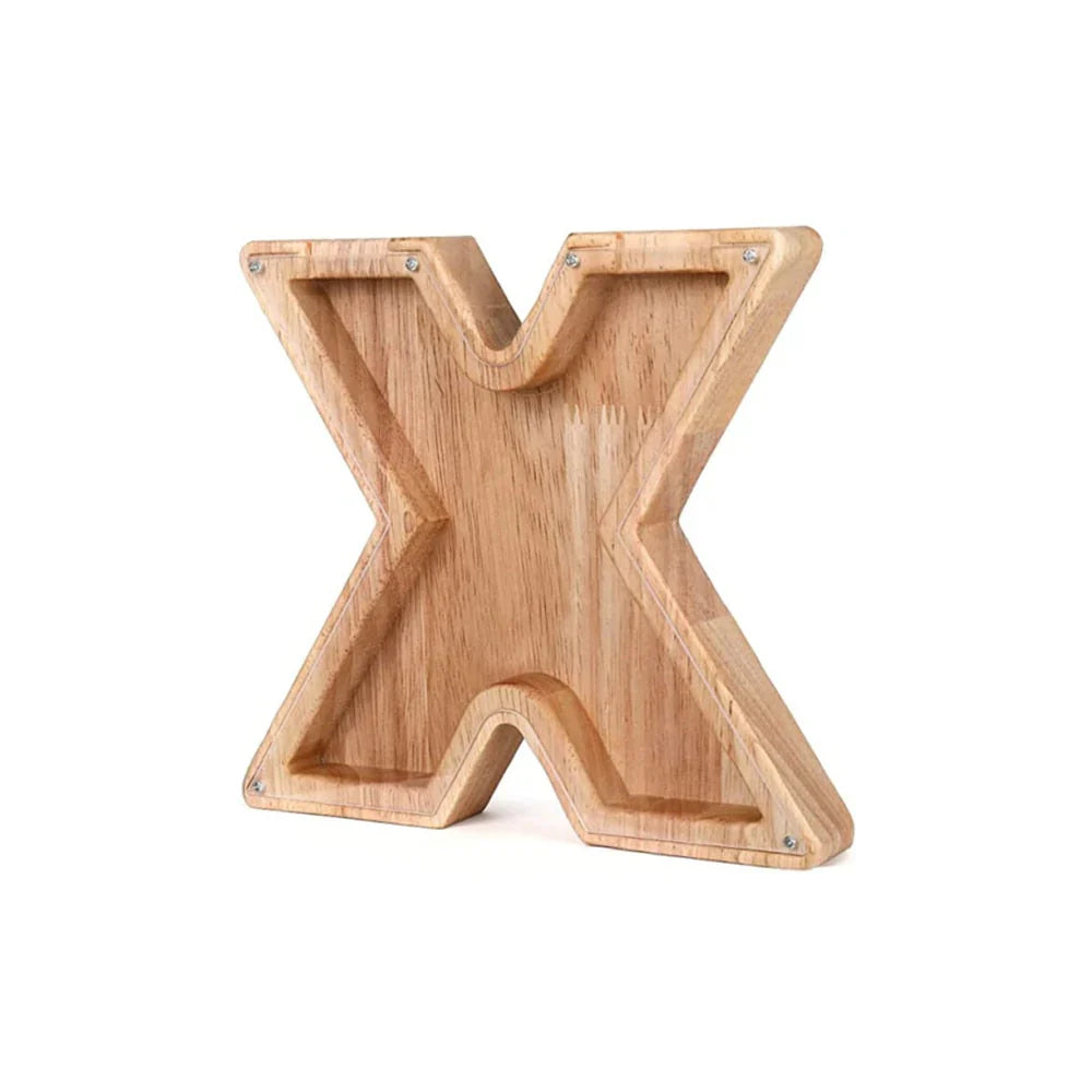 BowLift | Wooden Alphabet Piggy Bank with Transparent Viewing Window for Stylish Saving