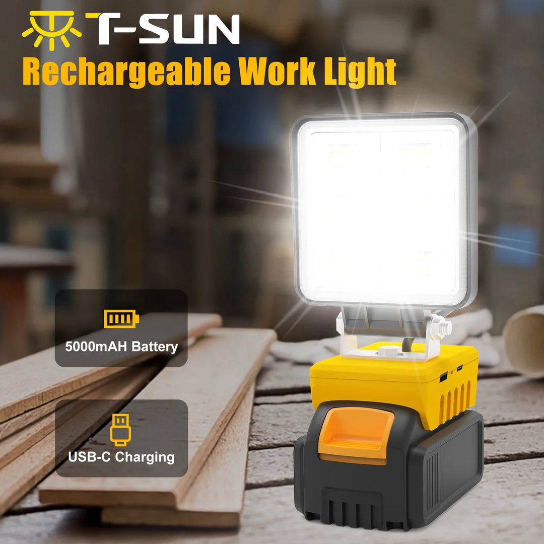 BowLift | PowerLuma 48 LED Work Light | 48W Battery Construction Spotlight | 5200 Lumen | USB-C Charging Port | For DeWalt Batteries (without battery)