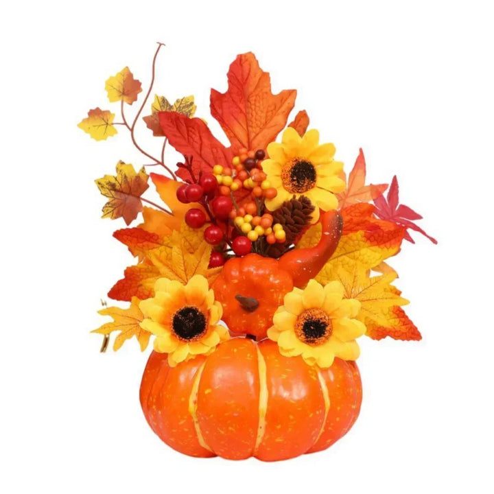 BowLift | Autumn Magic | Decorative Pumpkin with Artificial Flowers | 25–30 cm | Autumn & Halloween Decor