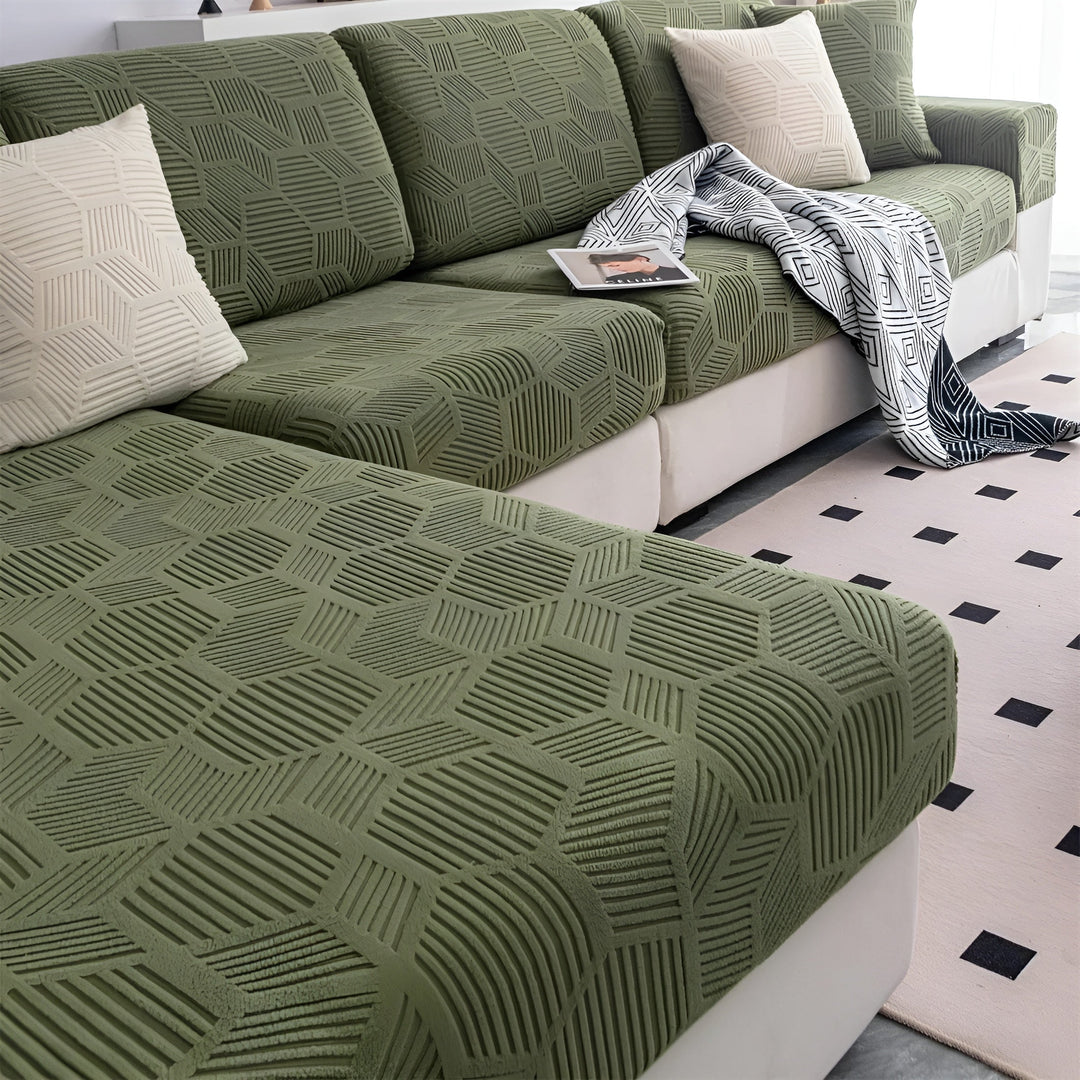 Jacquard Sofa Cover with Geometric Pattern – Soft & Pet-Friendly | Perfect for Protection and Cozy Living Spaces | Bowlift