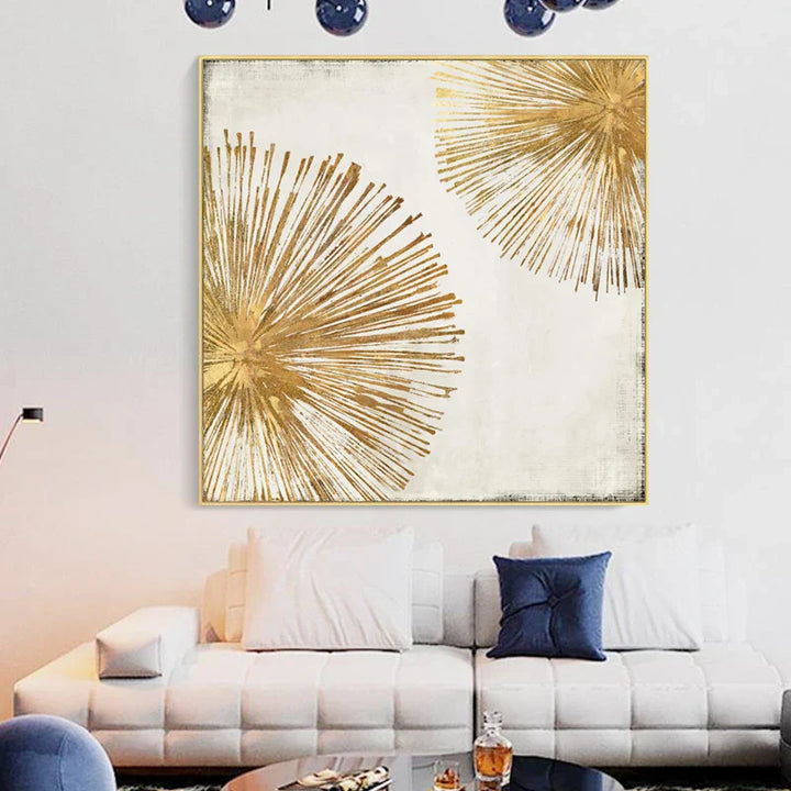 Golden Radial Circular Abstract Wall Art Fine Art Canvas Prints Posters Pictures For Living Room Dining Room Bedroom Art Decor | Bowlift