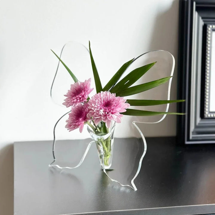 Artistic Butterfly Clear Flower Vase | Bowlift