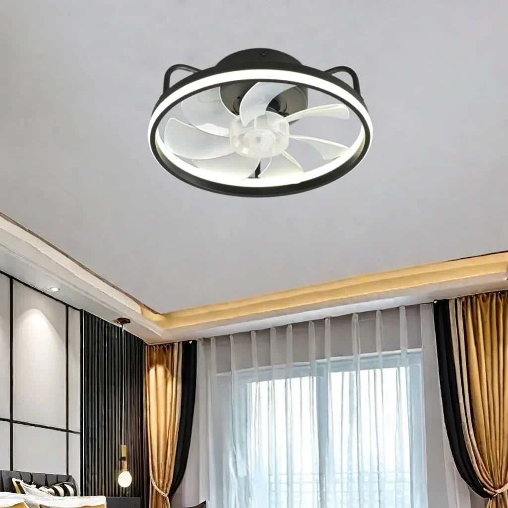 Modern LED Ceiling Fan Light with DC Motor - 6 Speed, Timer, Low Floor Attic Fan, Remote Control Decorative Light | Bowlift