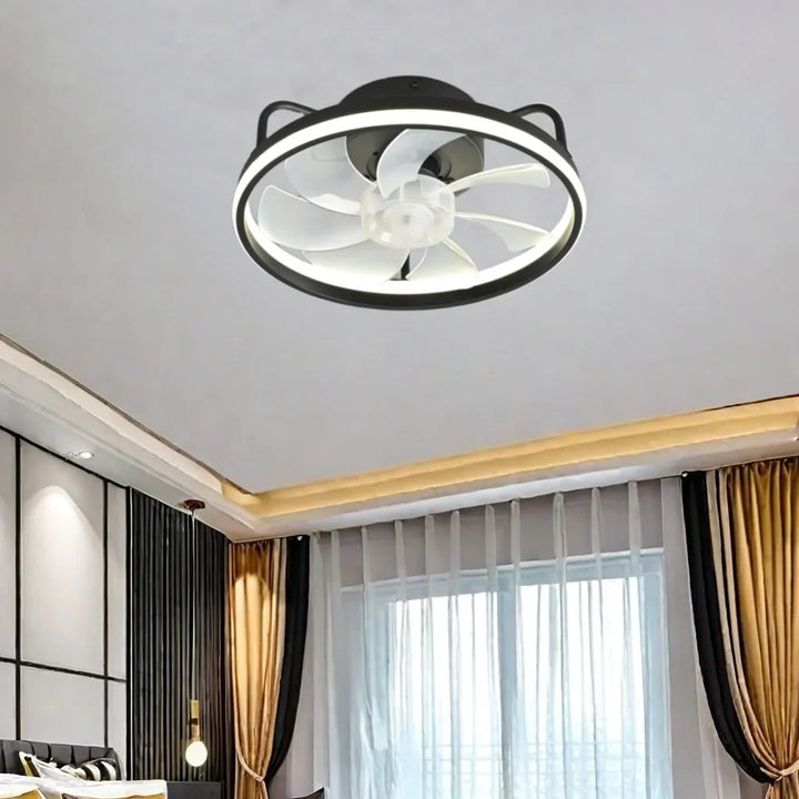 Modern LED Ceiling Fan Light with DC Motor - 6 Speed, Timer, Low Floor Attic Fan, Remote Control Decorative Light | Bowlift