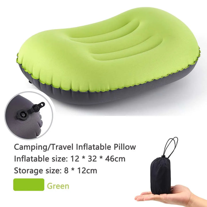 BowLift | AirNest Inflatable Outdoor Pillow | Compressible & Foldable | Neck Support for Camping, Hiking & Travel