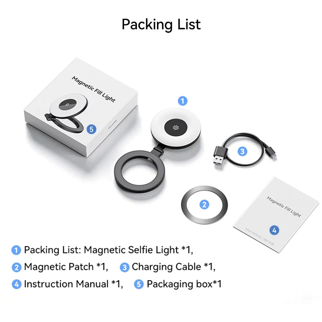 BowLift | Mini Magnetic Selfie Ring Light - Pocket Clip-On LED Light