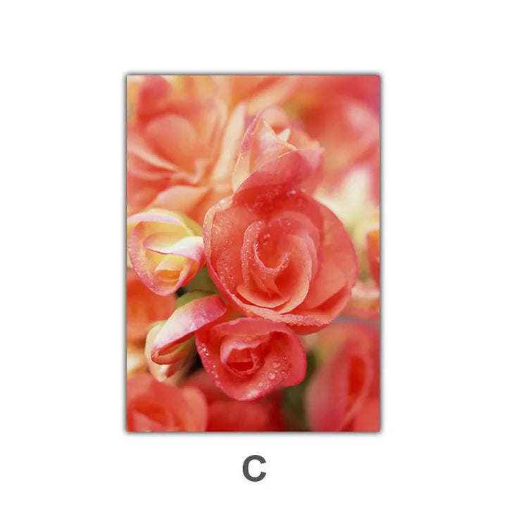 Pink Red Roses Floral Wall Art Fine Art Canvas Prints Modern Botanical Posters Pictures For Living Room, Bedroom Art Decor | Bowlift