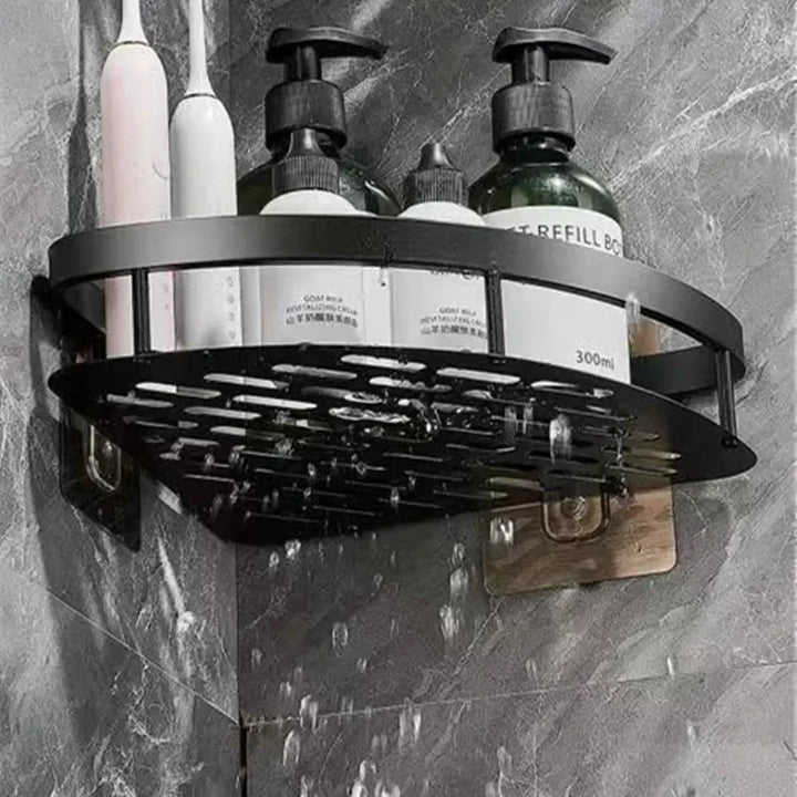 Corner Holder Aluminum Wall Shelf – Space-Saving Bathroom Organizer Without Drilling | Bowlift