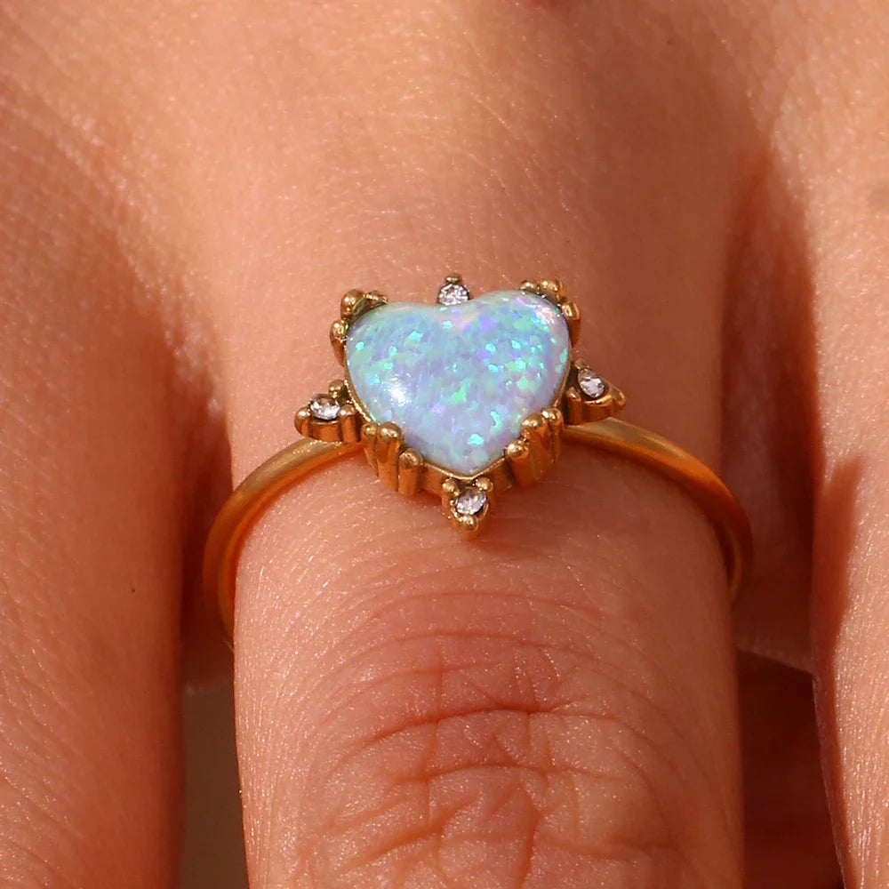 BowLift | Adjustable Diamond Accented Opal Iridescent Rings