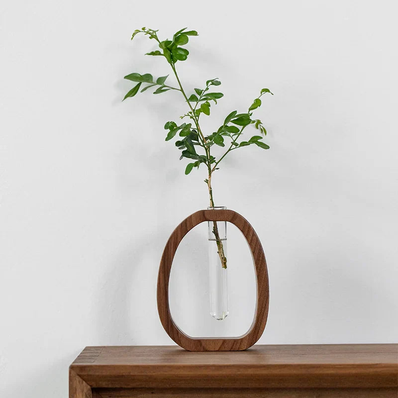 Oval Wood Frame Single Stem Vase | Bowlift