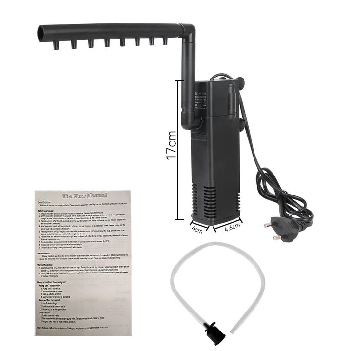 BowLift | AquaThero Water Filter Pump for Aquariums | Submersible Pump with Filter & Oxygen Supply | For Fresh & Saltwater | EU Plug
