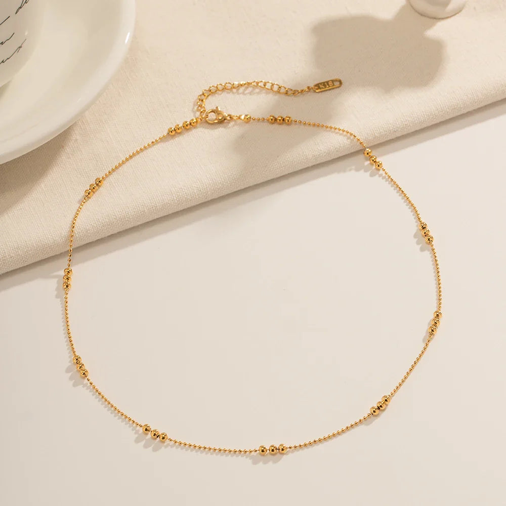 BowLift | 16k Dainty Triple Bead Accent Necklace