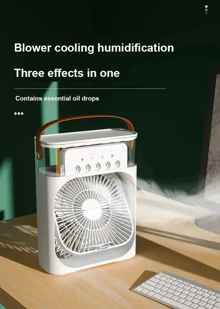 3-in-1 Mini Air Cooler Fan – Portable Household Air Conditioner with LED Night Light, Humidifier, and Adjustable Air for Home & Office | Bowlift
