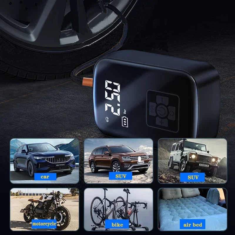 BowLift | Portable Tire Pump for Car – Wireless Air Pump with 150 PSI, Compact Design for Quick Inflation of Tires, Bicycles and Sports Balls