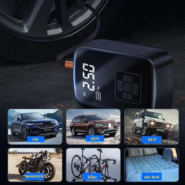 BowLift | Portable Tire Pump for Car – Wireless Air Pump with 150 PSI, Compact Design for Quick Inflation of Tires, Bicycles and Sports Balls