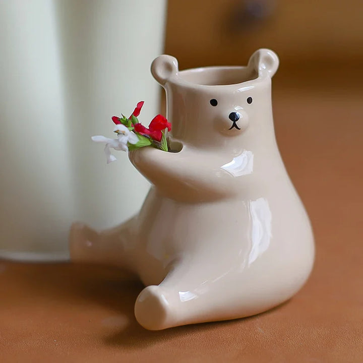 Bear with Flower Vase | Bowlift