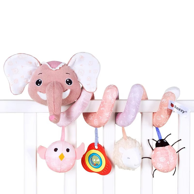 BowLift | Elephant Spiral Sensory Activity Toy for Car Seat, Stroller, and Crib
