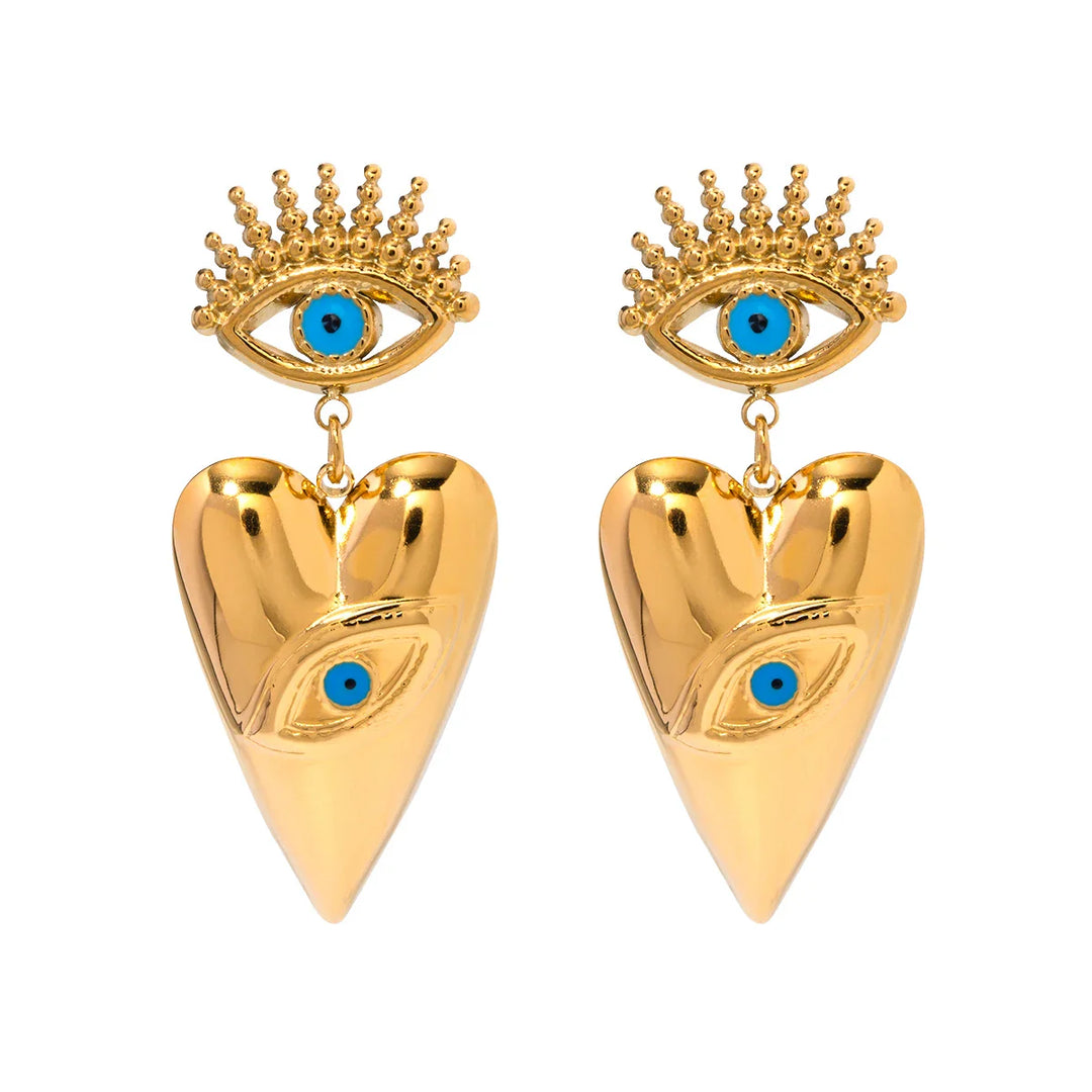 BowLift | 18k Evil Eye Heart Dangle Earrings