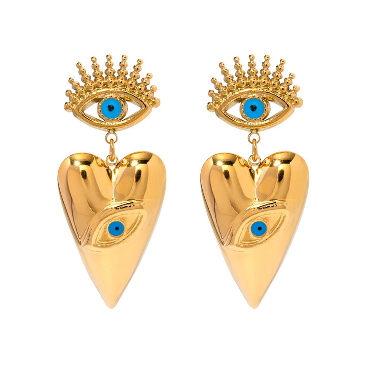 BowLift | 18k Evil Eye Heart Dangle Earrings