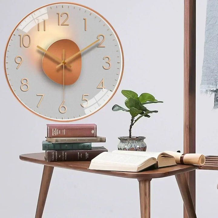 BowLift | Silent Classic Wall Clock | Non-Ticking Elegant Timepiece for Bedroom & Office