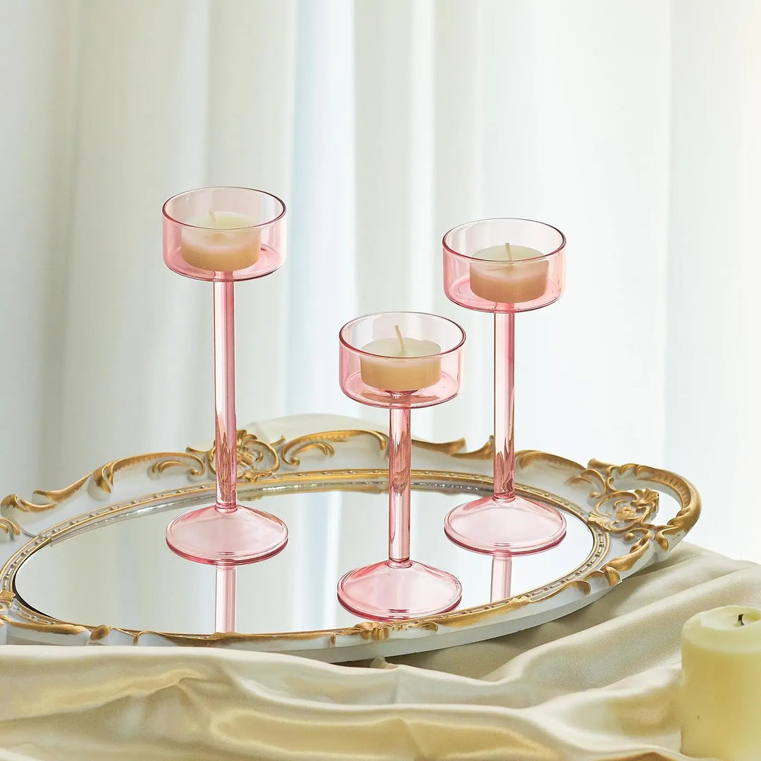 3-Piece Tealight Glass Candle Holder Set | Bowlift