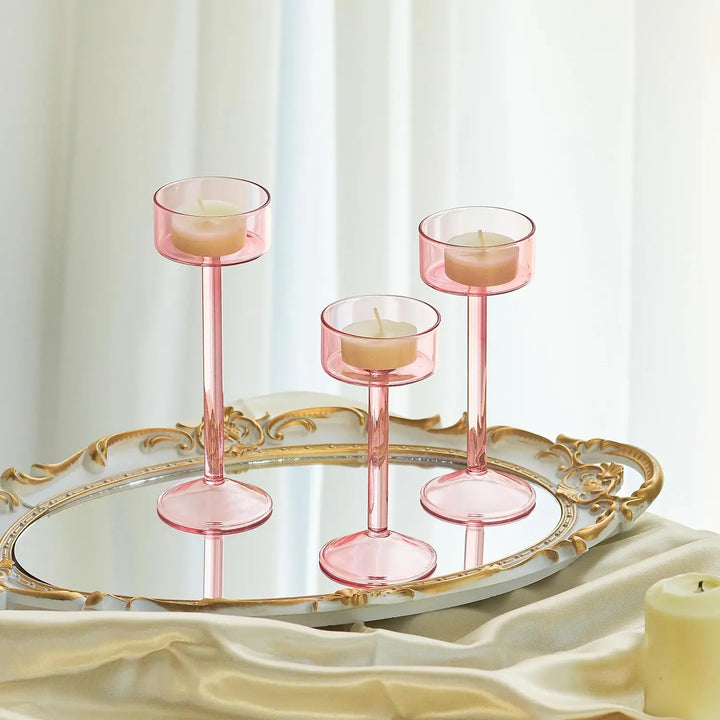 3-Piece Tealight Glass Candle Holder Set | Bowlift