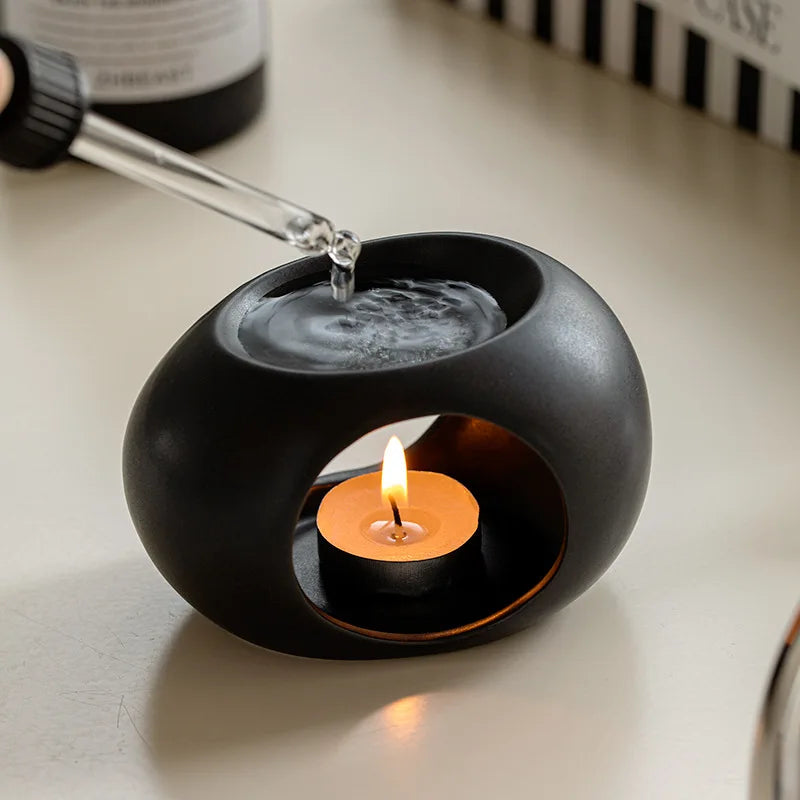BowLift | Aroma Oven Scentura | Black Ceramic Scent Diffuser | For Essential Oils & Incense Sticks | Spa & Home