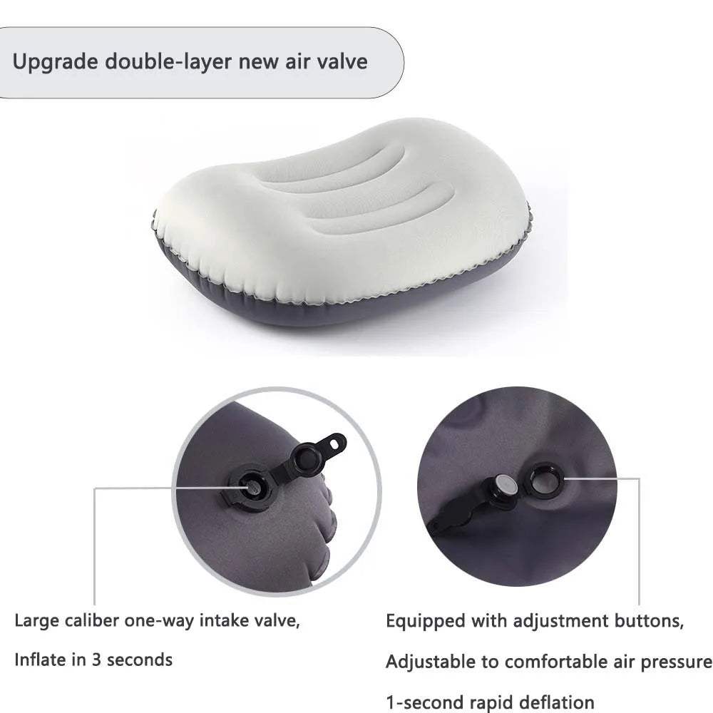 BowLift | AirNest Inflatable Outdoor Pillow | Compressible & Foldable | Neck Support for Camping, Hiking & Travel