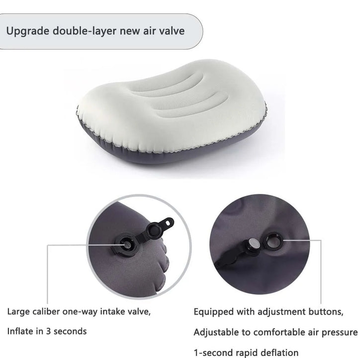 BowLift | AirNest Inflatable Outdoor Pillow | Compressible & Foldable | Neck Support for Camping, Hiking & Travel