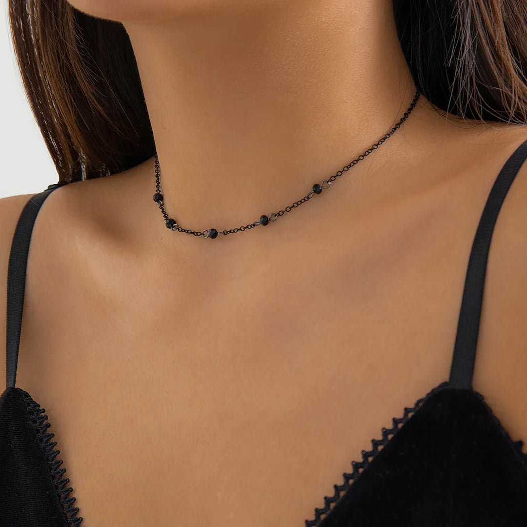 BowLift | Dainty Black Spaced Beads Necklace