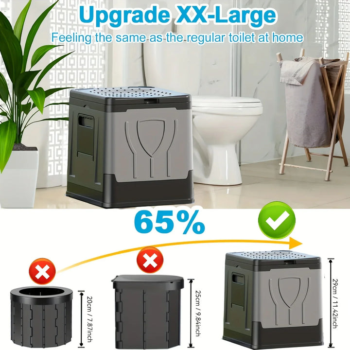 BowLift | Foldable Camping Toilet Camploo XL | Portable with Lid | Extra Large & Sturdy | For Outdoor, Travel & Boat
