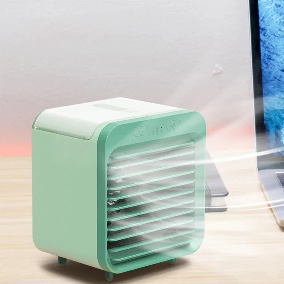 BowLift | Coolivio Mini AirCooler | Portable 3-in-1 USB Fan with Air Humidification & Cooling Function | 3 Levels | 2500 mAh Battery | For Office, Travel & Home