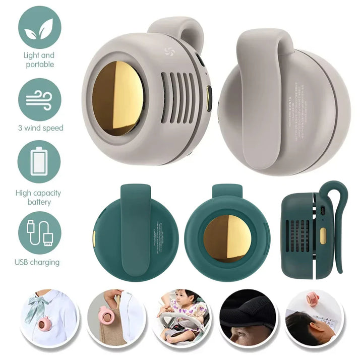 Portable Mini Handheld Bladeless Fan – Rechargeable Clip-On Waist or Desktop Fan for Outdoor Ventilation | Bowlift