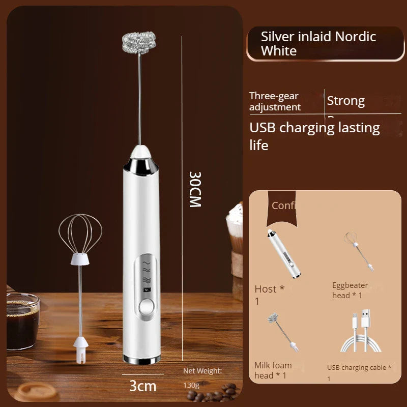 BowLift | CREMIX Electric Milk Frother & Mixer | 3 Speeds | Double Attachment Made of Stainless Steel | USB Charging